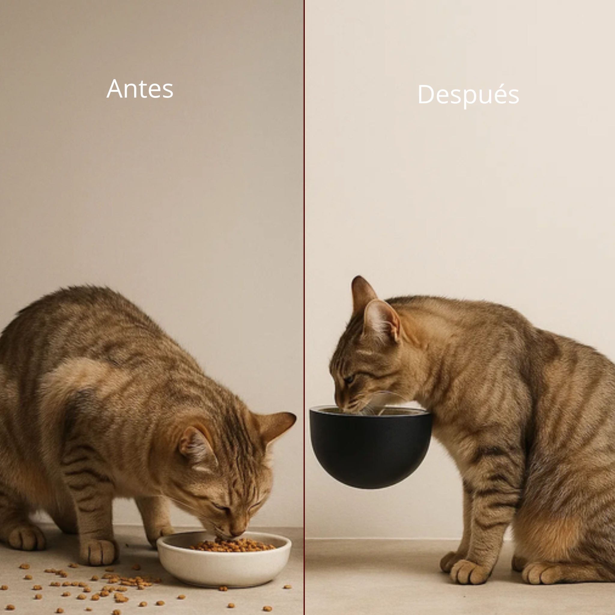 Comedero Elevado Antivómito para Gatos | Diseño Ergonómico que Mejora la Digestión y Cuida su Postura