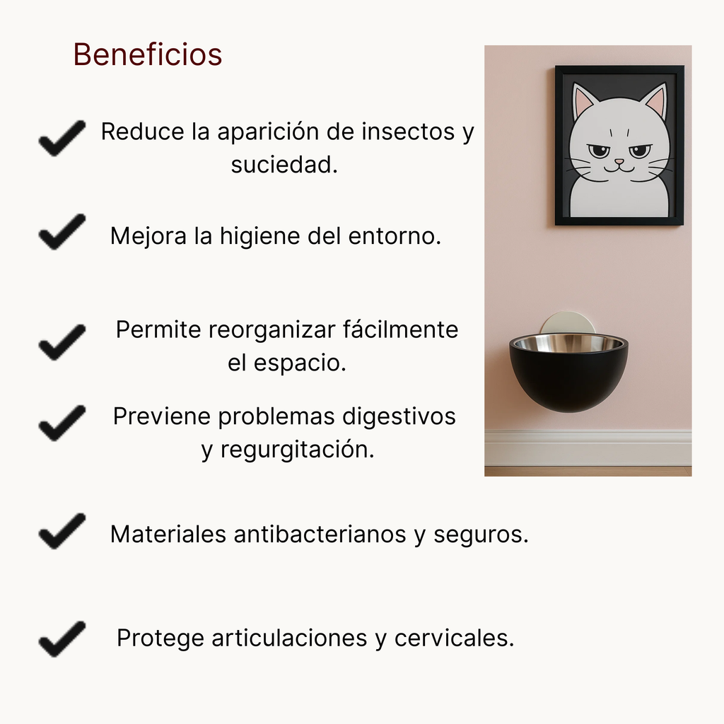 Comedero Elevado Antivómito para Gatos | Diseño Ergonómico que Mejora la Digestión y Cuida su Postura