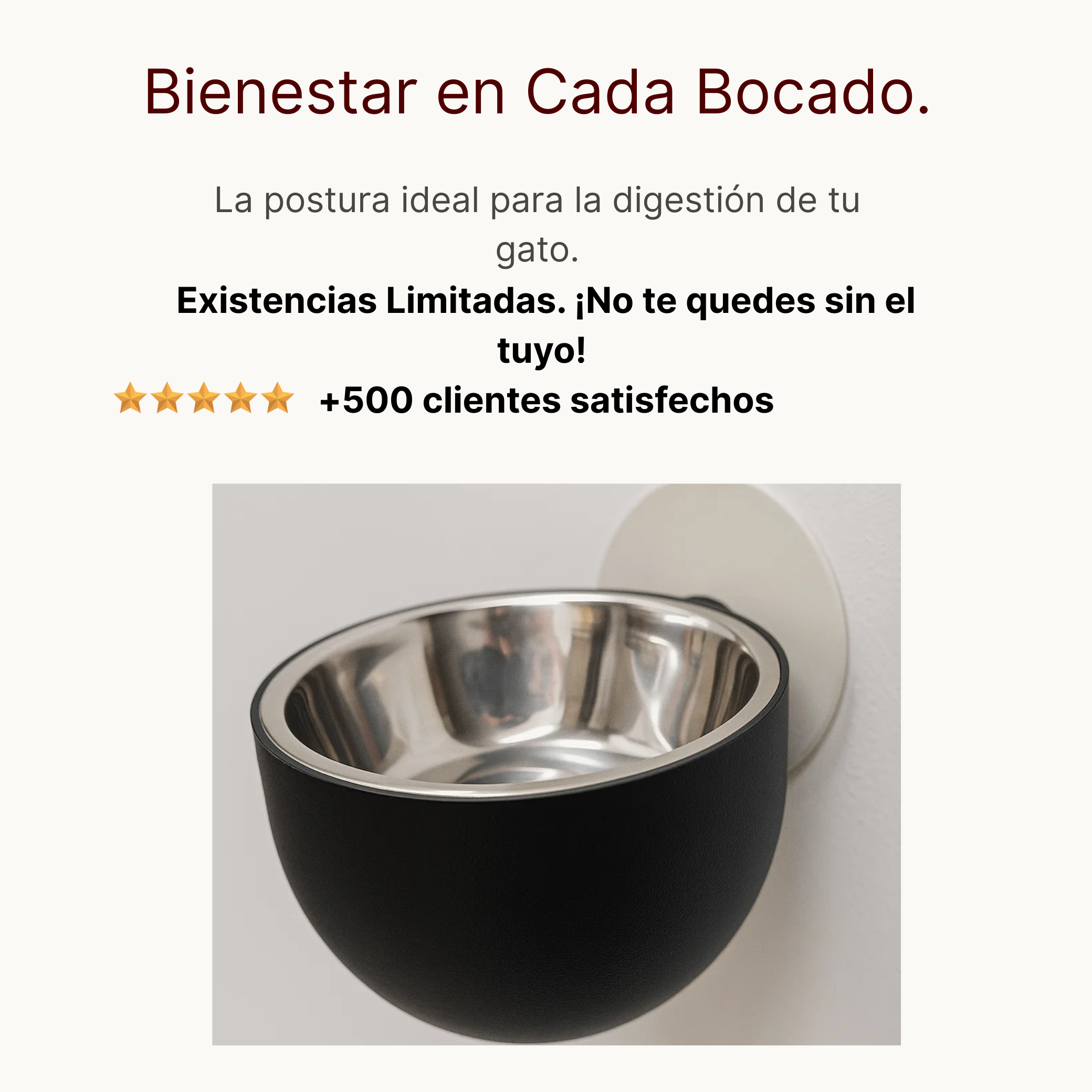 Comedero Elevado Antivómito para Gatos | Diseño Ergonómico que Mejora la Digestión y Cuida su Postura